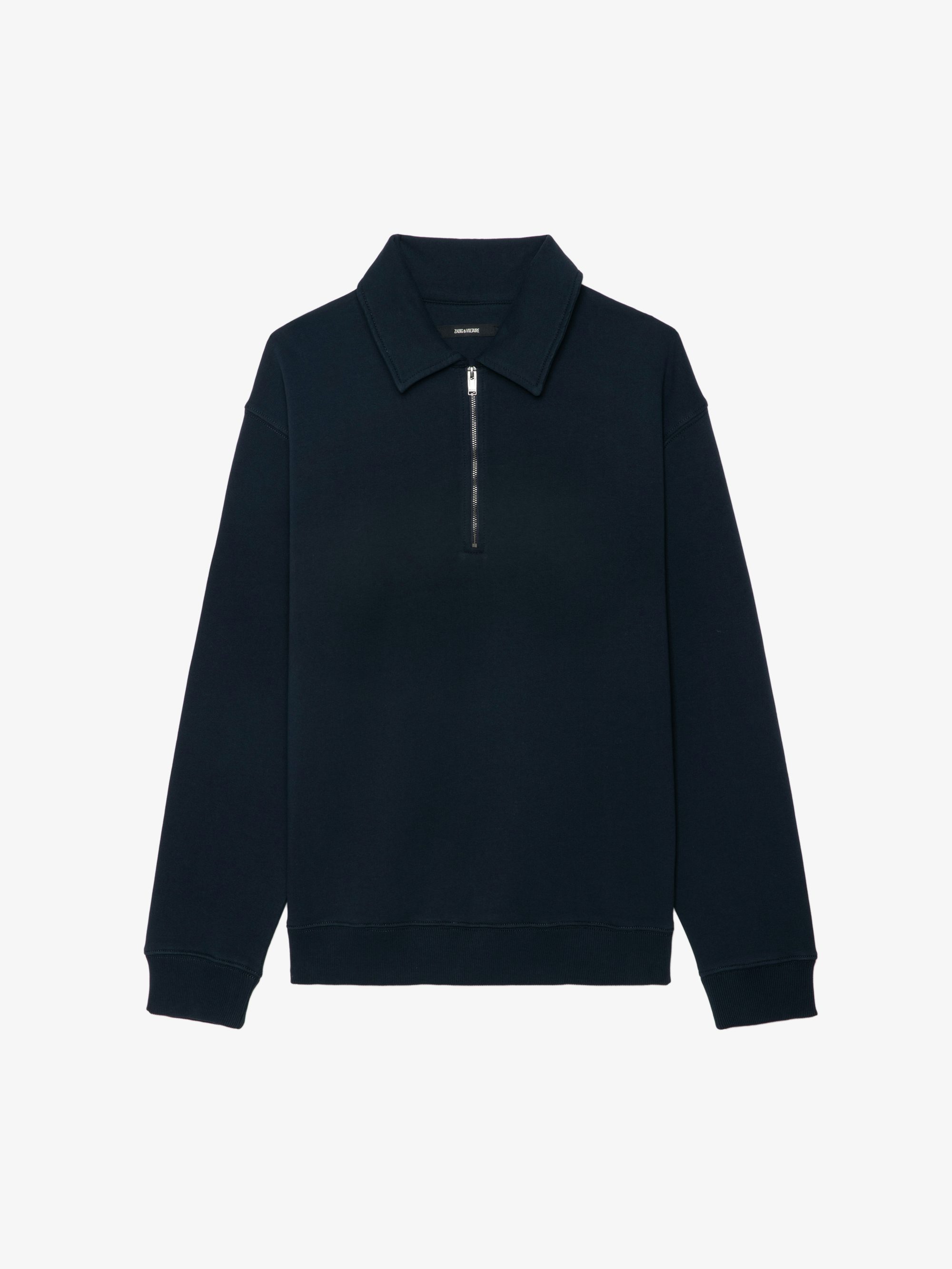 Moya Sweatshirt - Sweatshirt with trucker collar, zip closure, long sleeves with print on back.